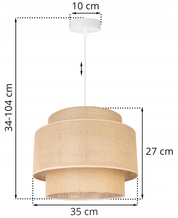 Hængende lampe, loftslysekrone, lampeskærm, boho juta