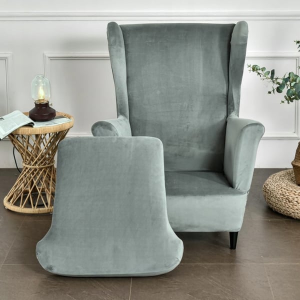 Wingback-tuolin päällinen, joustava, harmaa, helppo puhdistaa, sametti