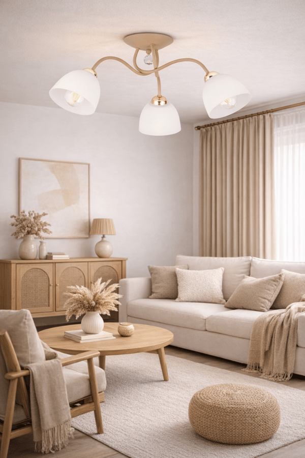 Tina Beige lasinen kattovalaisin 3xE27
