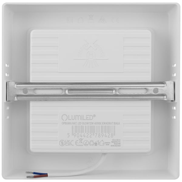 Utanpåliggande LED-taklampa 12W fyrkantig 4000K GLOW vit LUMILED