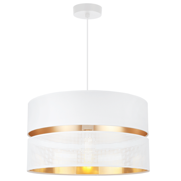 ASTI DUO HÆNGELAMPE HVID 1 FLAD HVID GYLDEN LAMPESKÆRM TS 40CM