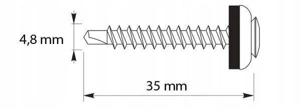 GTFP rundhuvudskruvar 4,8x35mm RAL 7016
