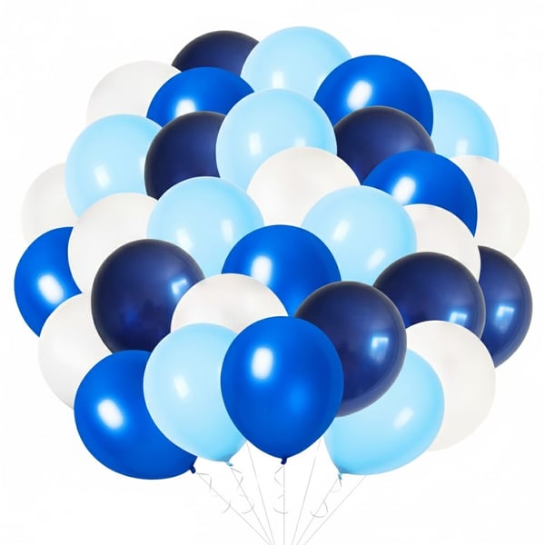 Blåvita ballonger födelsedagsfest 30cm stora starka hållbara 100 st