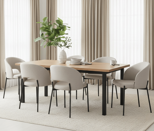 Polstret stol i sienastof, beige