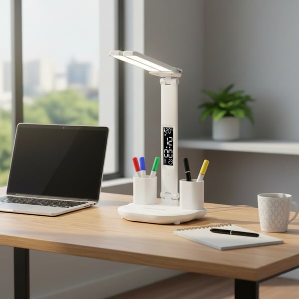 LED-skrivebordslampe Hvid Induktiv Oplader til Børn og Studerende til Studiebrug