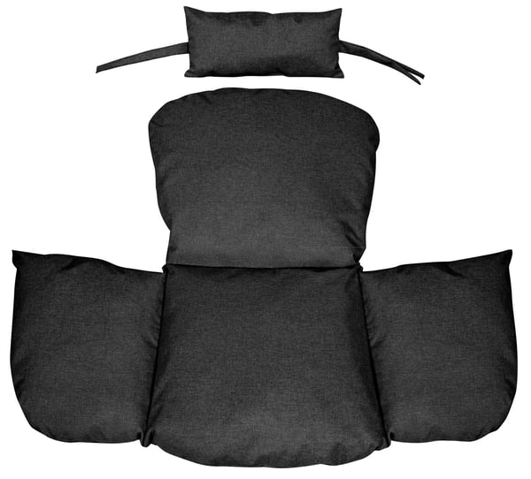 Havepude 112x113 cm til hængestol storkerede vandtæt sort