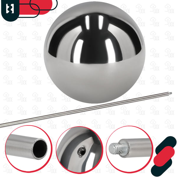 Dekorativ trädgårdsboll på spik, spegelblankt stål, 125 cm