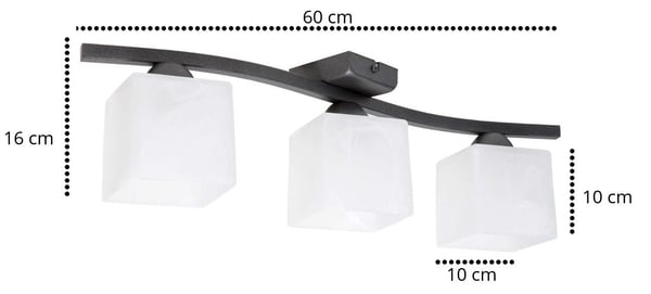Lasinen kattovalaisin, 3x60W, LED
