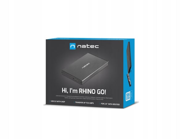 Natec Rhino Go USB 3.0 2,5" SATA sort HDD/SSD-kabinet