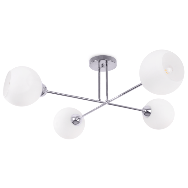 ASTURIA LOFTLAMPE KROM 4-PLADS HVID LAMPESKÆRM E27