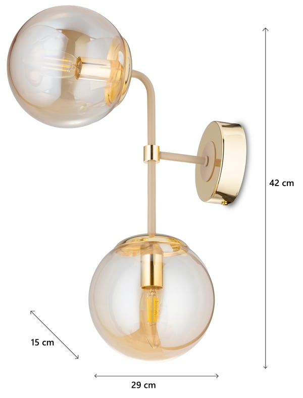Jacob Beige Glasvägglampa 2xE27