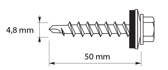 Landmandsskruer GTF2 Z14 4,8x50mm RAL 9006