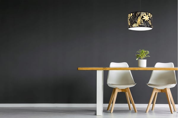 Lofthængende lampe, lampeskærm, gyldne blomster, LED