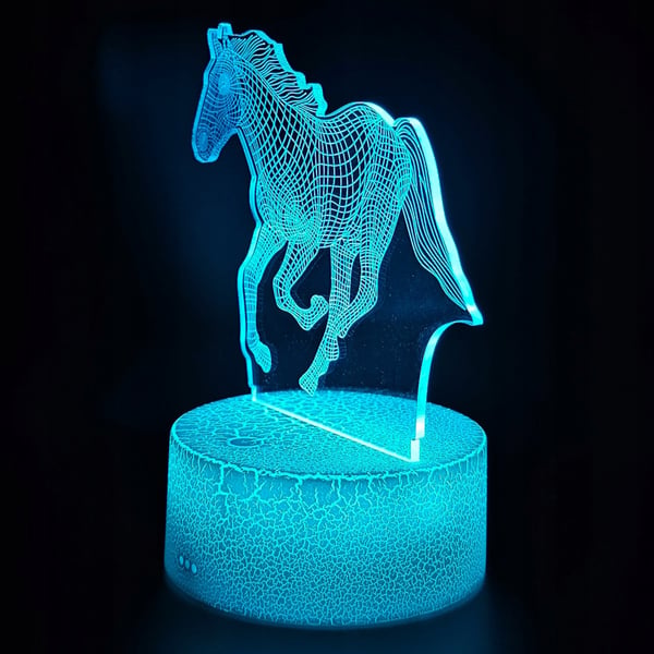 Hevonen työpöydän yölamppupöytälamppua lapsille 16 LED 3D kaukosäätimellä