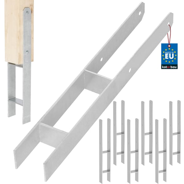 KOTARBAU® H-søjlefod til vægmontering, konsol, galvaniseret stålankare, 70 mm, 6 stk