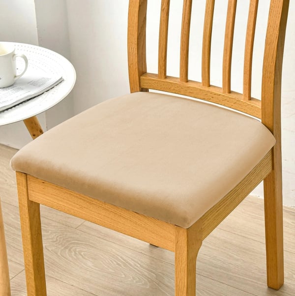 Sædebetræk 40x40cm beige elastisk fløjl [26L1]