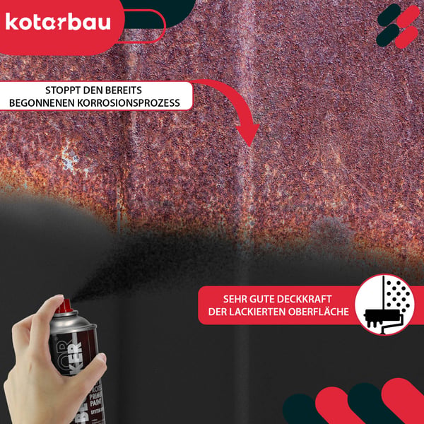 Rostbeskyttende spraymaling til metalgelænder og porte sort RAL 9005 400 ml
