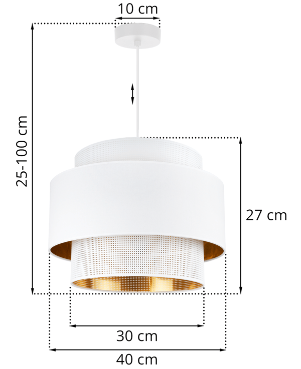 ASTI TRIO HÆNGELAMPE HVIDGULD 40CM NETSTOF