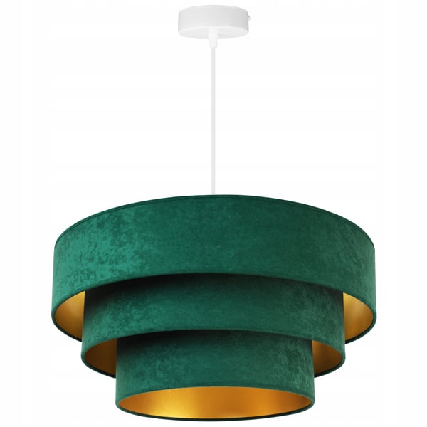 HÆNGENDE LAMPE LOFTSKRONE GYLDEN FLØJLSSKÆRM