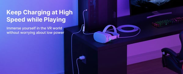 Meta Oculus Quest Steam VR PC VR Pro 5 m USB-C vinkkelkaapeli USB-A