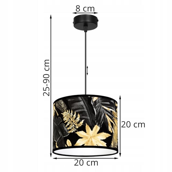 Lofthængende lampe, lampeskærm, gyldne blomster, LED