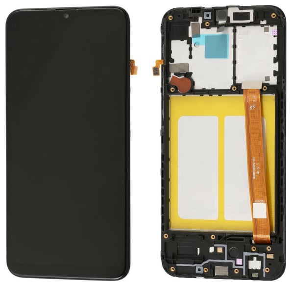 Original LCD-skærm + touchskærm Samsung SM-A202 Galaxy A20e (IPS) sort ramme