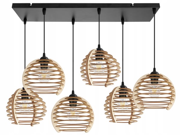 Hængende lampe, loftslysekrone, træ, LED lampeskærm