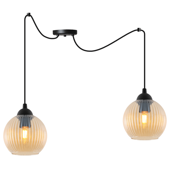 RIFFLE SPIDER HÆNGELAMPE SORT 2 FLADE HONNINGKUGLE LAMPE E27