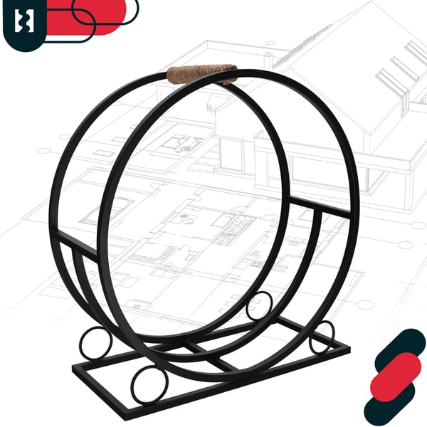 KOTARBAU® Brændekurv til pejs Stål Metal Brændekurv Dekorativ Loftkurv Hjul Sort 55 x 25 x 60 cm