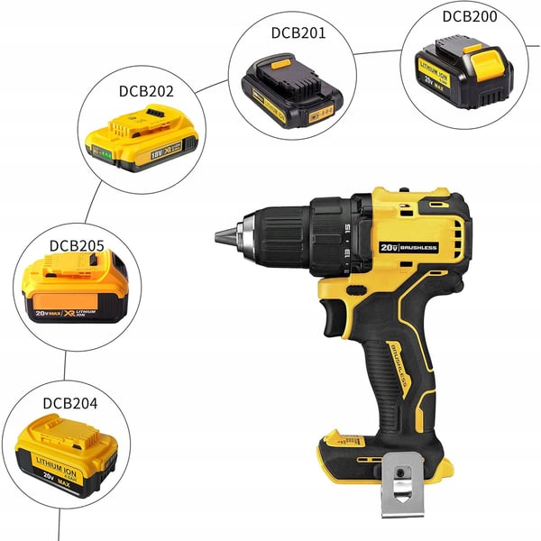 Dewalt DCB201 adapter för Dewalt och Milwaukee 18V batterier gul/svart