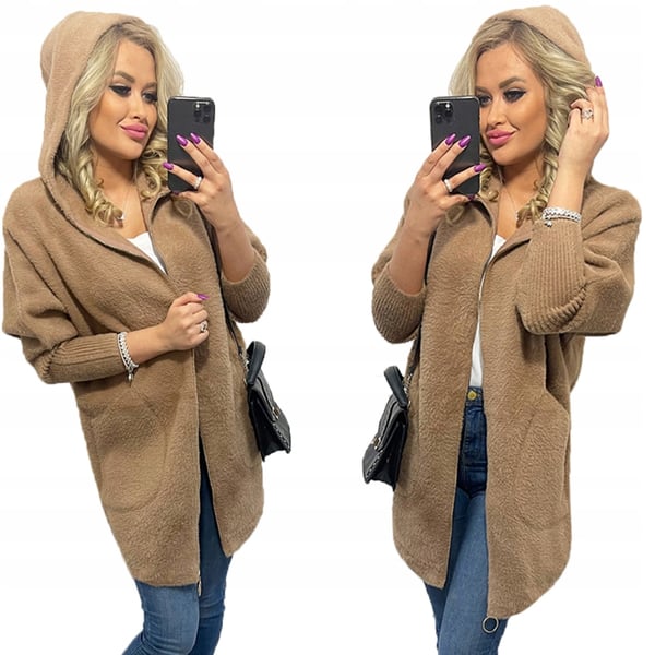 ALPACA LYNLÅSFRAKKE ULD FARVER oversize LANG KAMEL