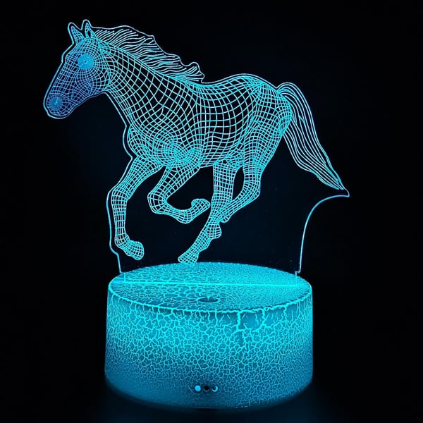 Hevonen työpöydän yölamppupöytälamppua lapsille 16 LED 3D kaukosäätimellä