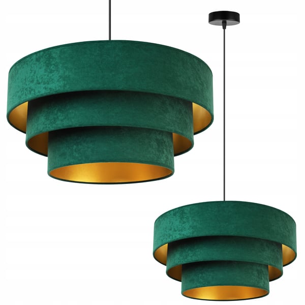 HÄNGANDE LAMPA TAKKRONAN GYLLENE SAMMETS LAMPSKÄRM