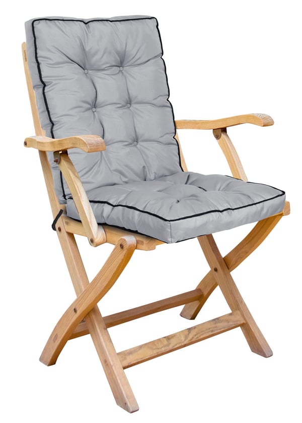 Havepude til stol høj ryg med piping 50x50x80 cm mørkegrå