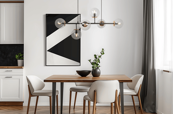 SIENA LOFTLAMPE SORT OG GULD 6 FLADE LAMPER UDEN LAMPEFORM E14 LANGE ARME