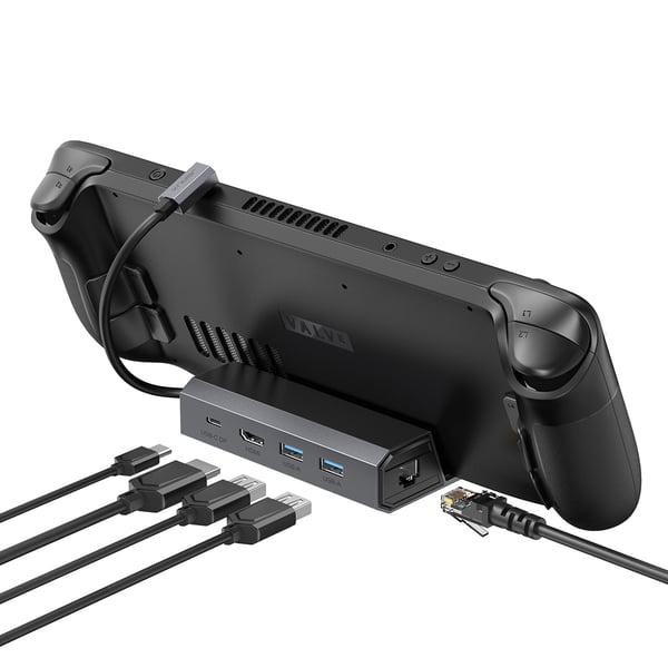 Dockingstation USB-C HUB jsaux HDMI 4k 120Hz 100W PD 100Mbps til Steam Deck