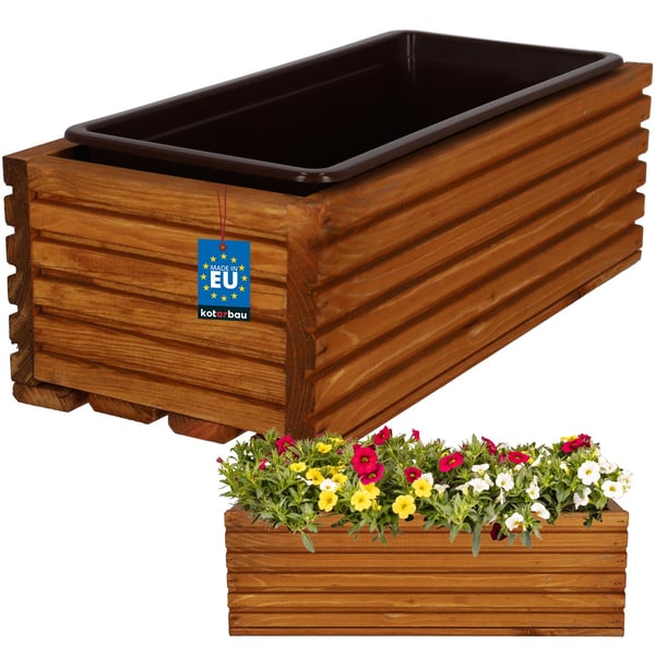 Kotarbau® Kukkaruukkulaatikko Puinen puutarhan istutuslaatikko terassille ja sisäkkeellä Tammi 44 x 20 CM