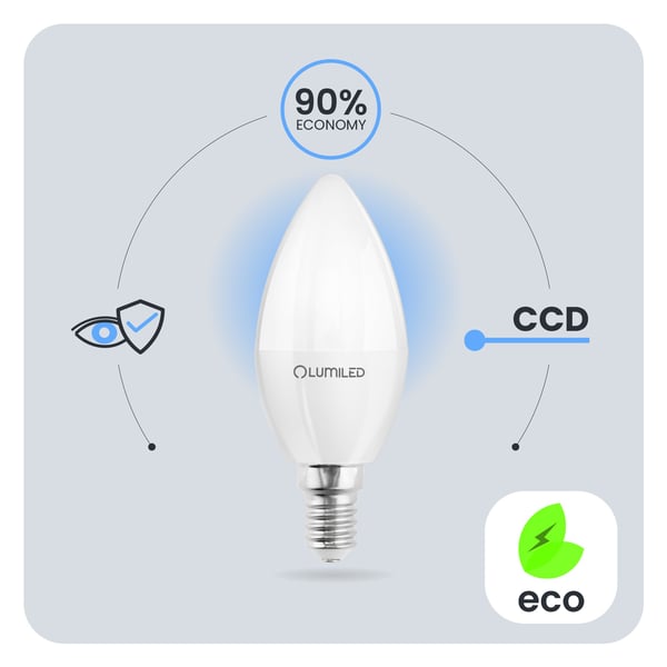 6x LED-pære E14 Stearinlys B35 10W = 75W 1100lm 4000K Neutral 180° LUMILED
