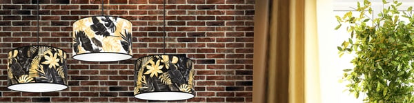 Lofthængende lampe, lampeskærm, gyldne blomster, LED