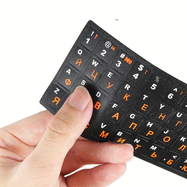 Klistermerkinnät PC-näppäimistölle QWERTY-asettelulla, ukrainalainen kyrillinen 11x13 mm