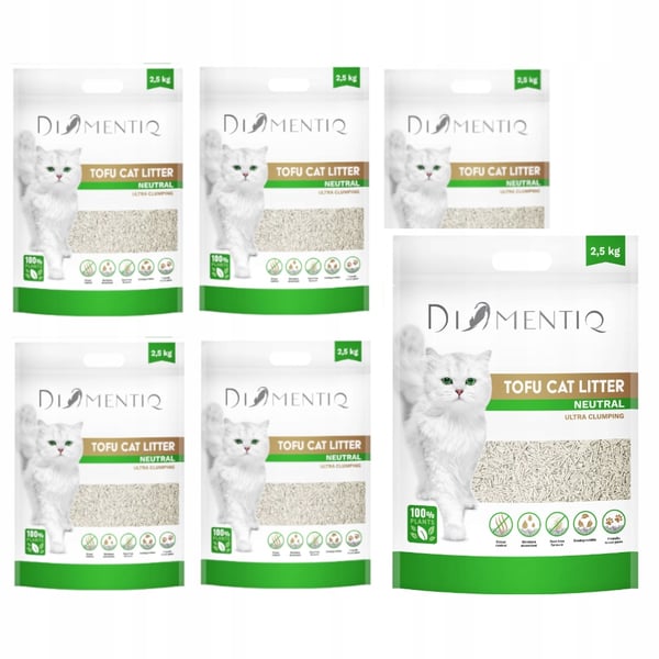 DIAMENTIQ Tofu Neutral Ultra clumping - kasviperäinen hiekkalaatikon täyte - 6x2,5kg
