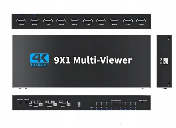 HDMI 9x1 MULTI VIEWER SWITCH 9x1 Splitter 4K FJERNBETJENING