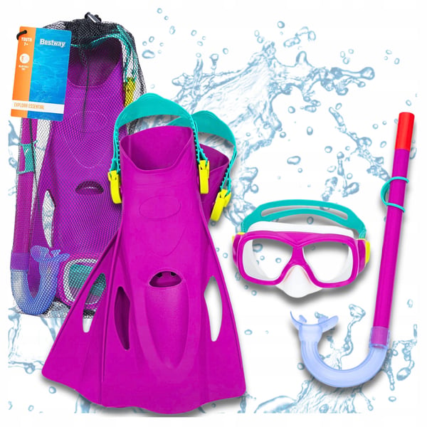 Dykkersæt: Maske med snorkel, svømmebriller + finner