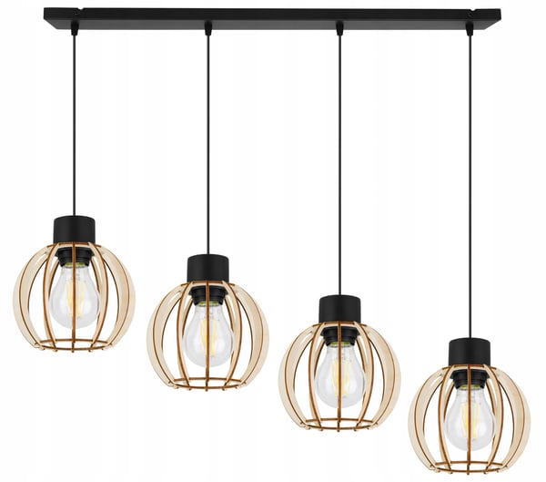 Hængende lampe, loftslysekrone, træ, LED lampeskærm