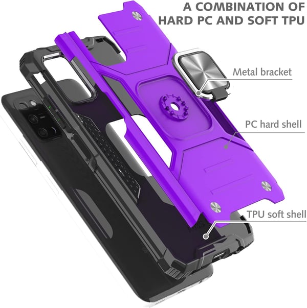 Silikonecover til Samsung Galaxy A03s/A02S med holder lilla + 2x glas