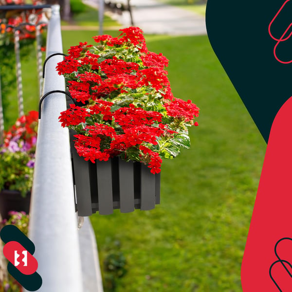 Blomkruka balkonglåda för balustrad terrassblommor grå 60 cm 6 st