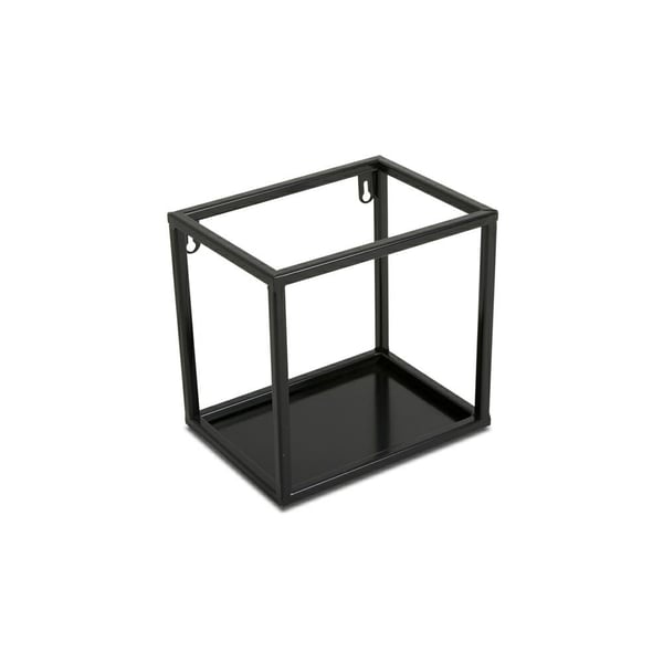 Vägghängande hylla svart metall 20 cm