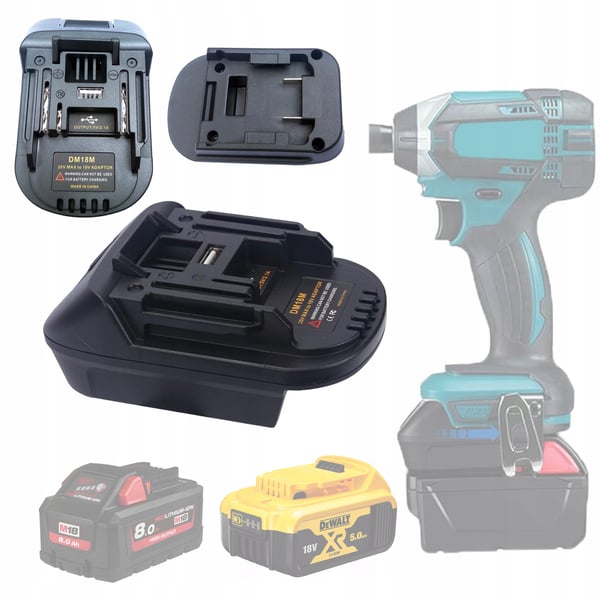Rosfix Dewalt / Milwaukee adapter til Makita DM18M batteri