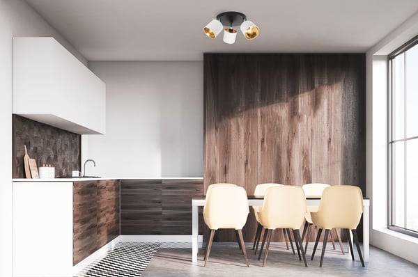 GAMA loftlampe, justerbar lysvinkel, 3 E27 pærer, hvid, gylden midte
