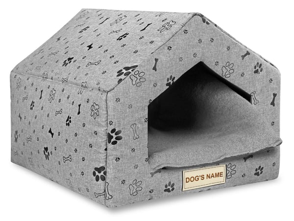 Personliggjort hundeseng hus 50x40 cm H=38 cm sorte poter